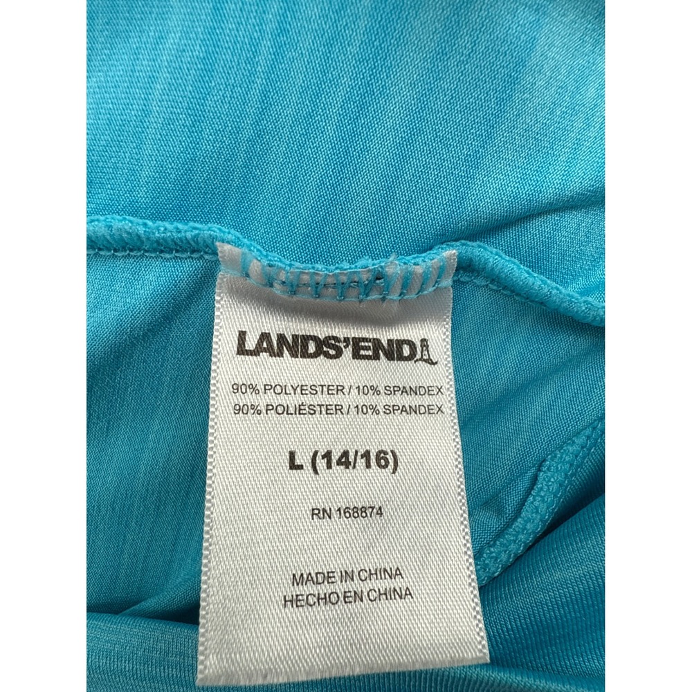 Lands End Blue Striped Hoodie Long Sleeve Athleisure Top Girls L 14 16 - Picture 5 of 6